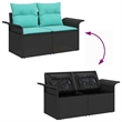 Afuera Living Black Poly Rattan Garden Sofa With Cushions in Turquoise