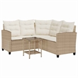 Afuera Living Rattan & Powder-Coated Steel & Tempered Glass Garden Sofa in Beige