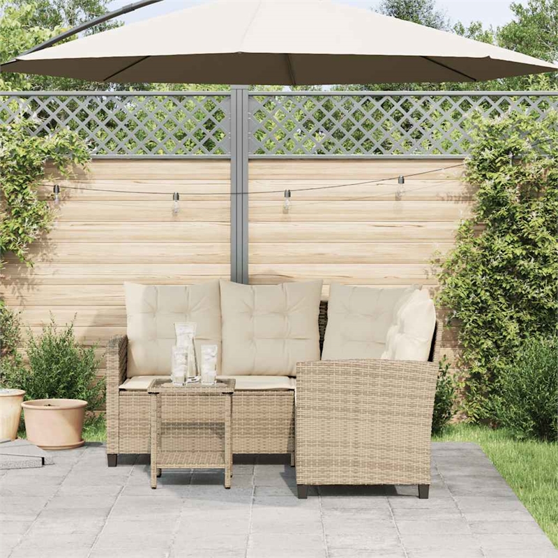 Afuera Living Rattan & Powder-Coated Steel & Tempered Glass Garden Sofa in Beige