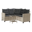 Afuera Living Contemporary Durable Rattan Garden Sofa in Light Gray