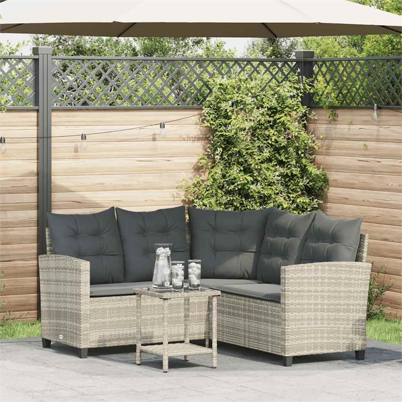Afuera Living Contemporary Durable Rattan Garden Sofa in Light Gray