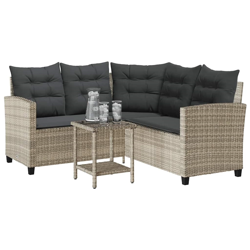 Afuera Living Contemporary Durable Rattan Garden Sofa in Light Gray