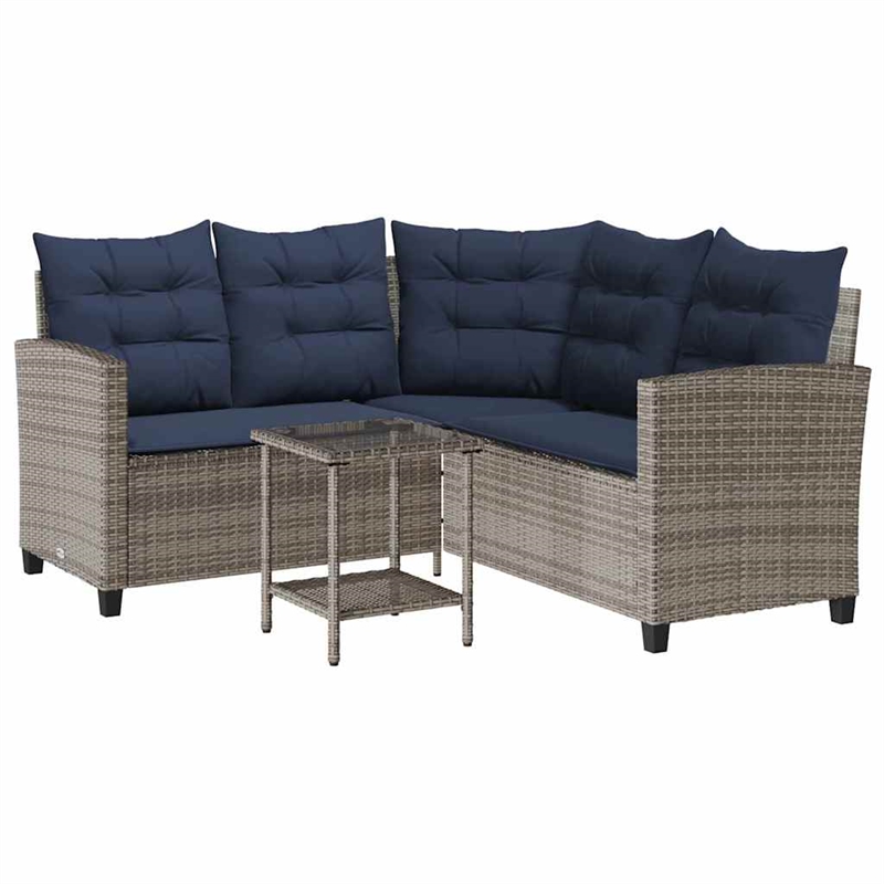 Afuera Living Medium PE Rattan Garden Sofa With Adjustable Feet in Gray