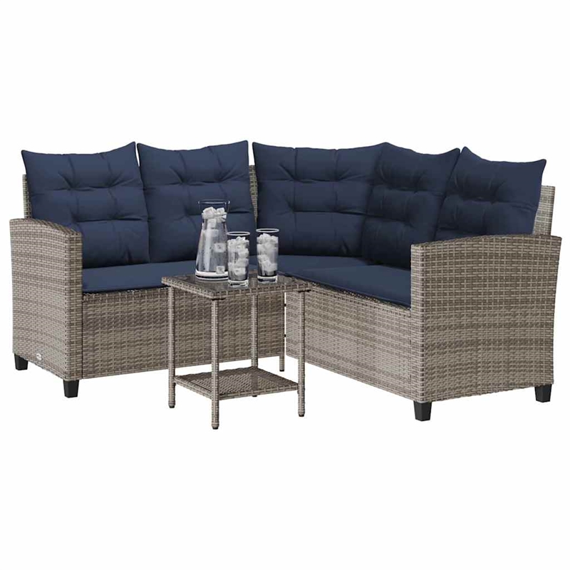 Afuera Living Medium PE Rattan Garden Sofa With Adjustable Feet in Gray