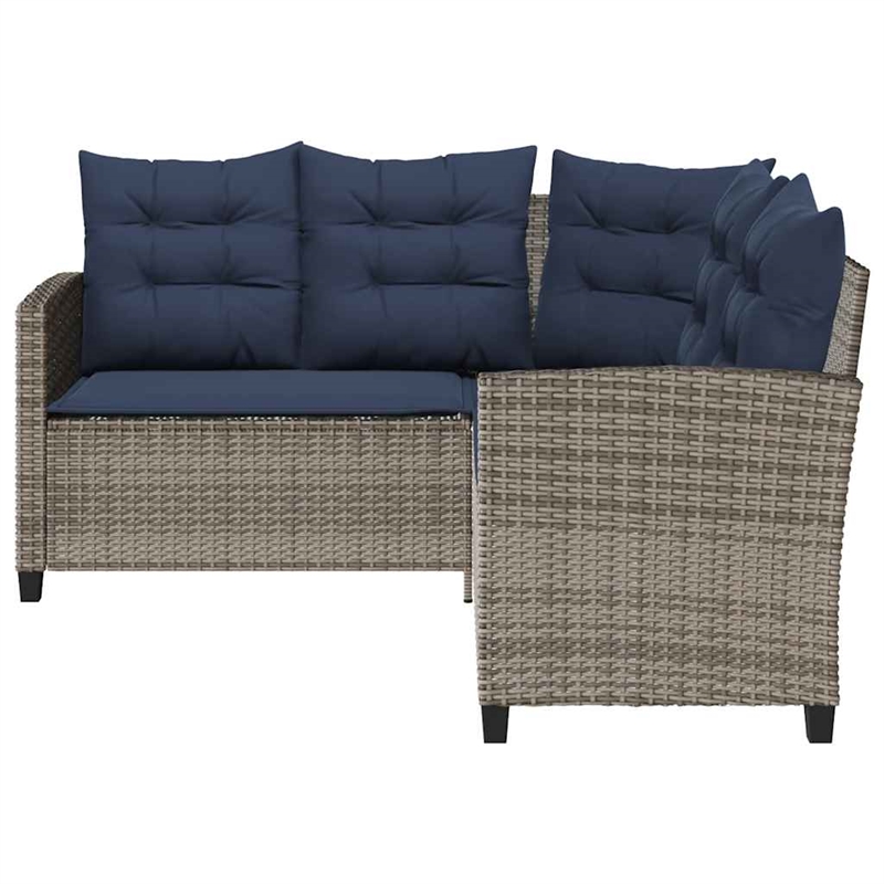Afuera Living Medium PE Rattan Garden Sofa With Adjustable Feet in Gray