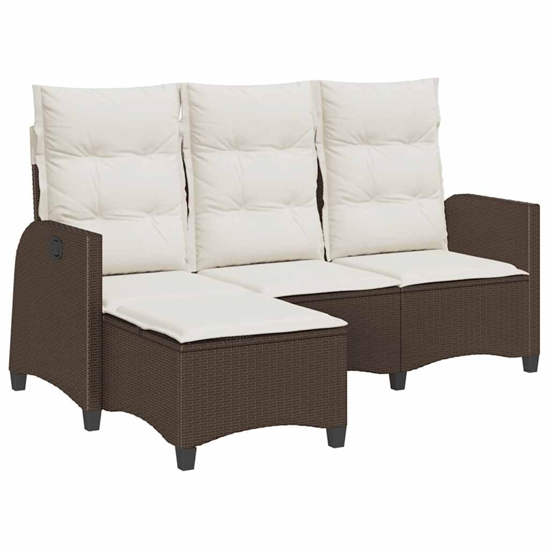 Afuera Living Medium Rattan & Powder-Coated Steel Reclining Garden Sofa in Brown