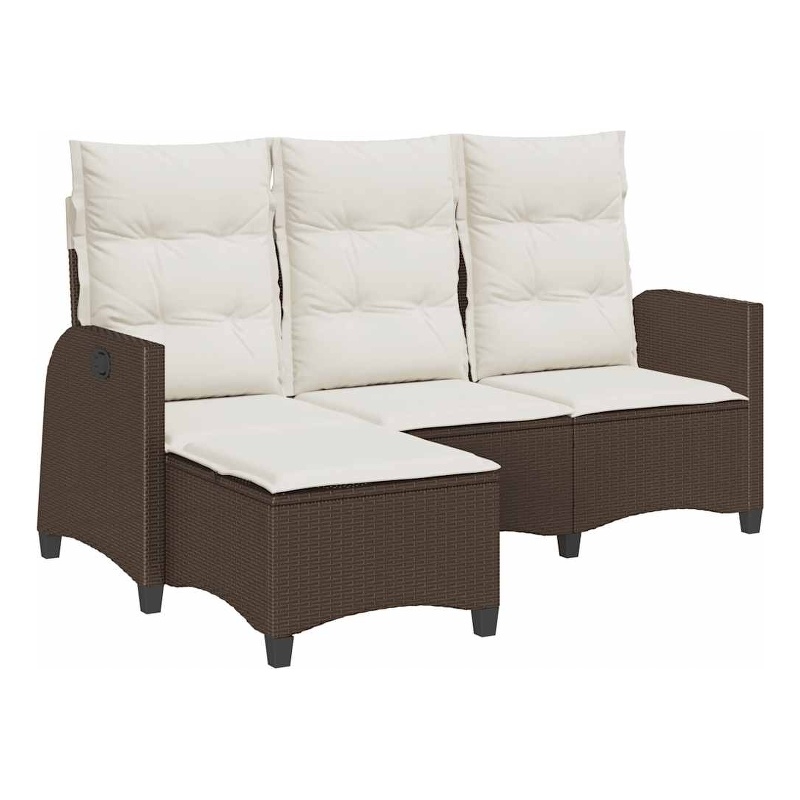 Afuera Living Medium Rattan & Powder-Coated Steel Reclining Garden Sofa in Brown