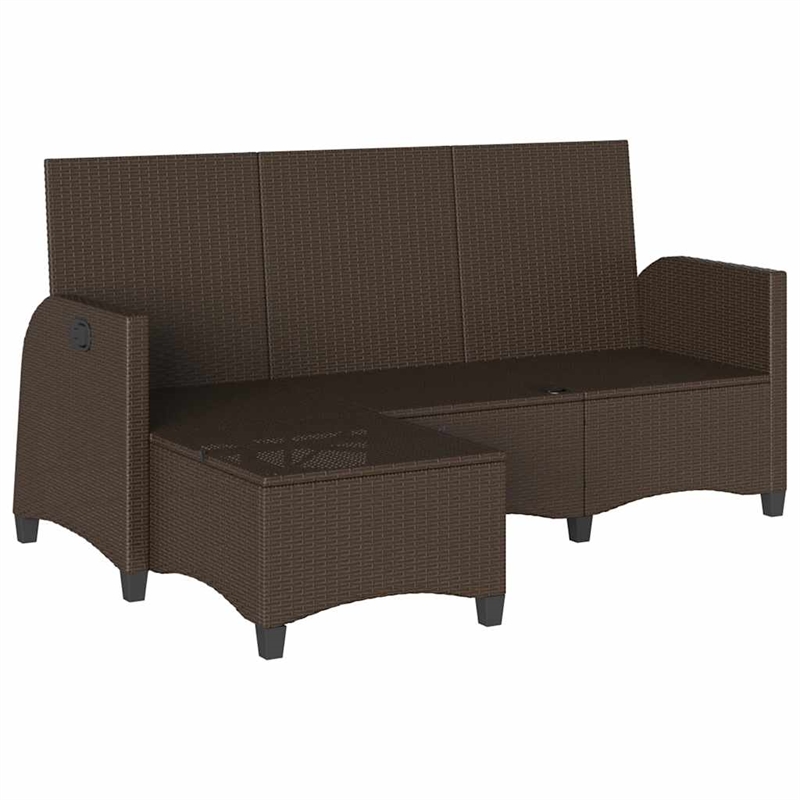 Afuera Living Medium Rattan & Powder-Coated Steel Reclining Garden Sofa in Brown