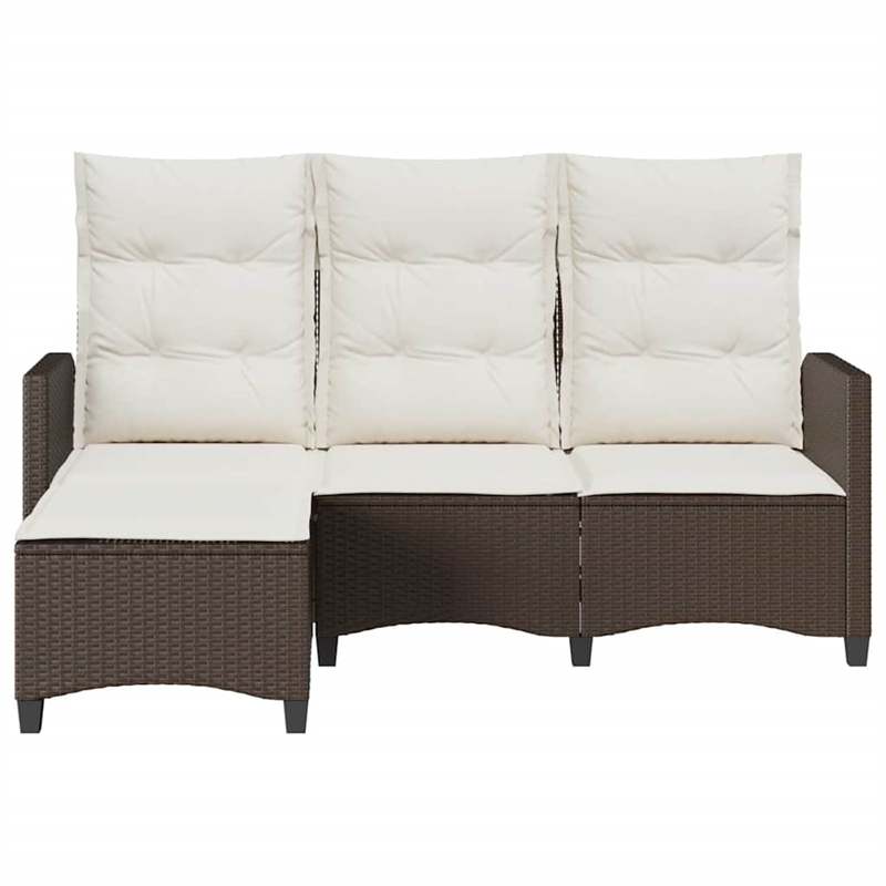 Afuera Living Medium Rattan & Powder-Coated Steel Reclining Garden Sofa in Brown