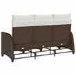 Afuera Living Medium Rattan & Powder-Coated Steel Reclining Garden Sofa in Brown