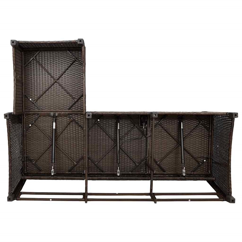Afuera Living Medium Rattan & Powder-Coated Steel Reclining Garden Sofa in Brown