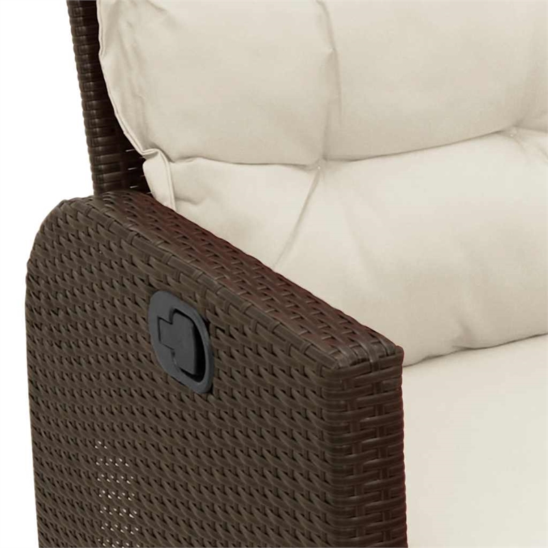 Afuera Living Medium Rattan & Powder-Coated Steel Reclining Garden Sofa in Brown