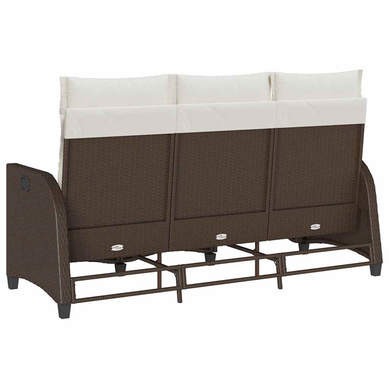Afuera Living Medium Rattan & Powder-Coated Steel Reclining Garden Sofa in Brown
