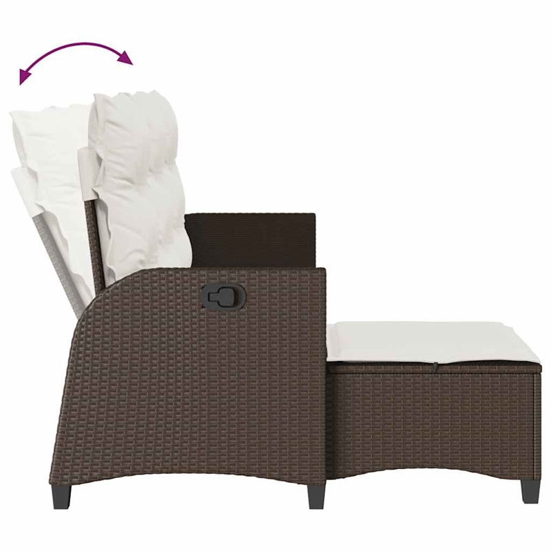 Afuera Living Medium Rattan & Powder-Coated Steel Reclining Garden Sofa in Brown