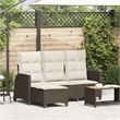 Afuera Living Medium Rattan & Powder-Coated Steel Reclining Garden Sofa in Brown