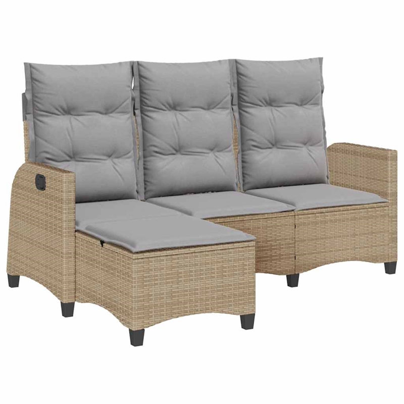 Afuera Living Contemporary Rattan Reclining Garden Sofa in Beige