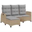 Afuera Living Contemporary Rattan Reclining Garden Sofa in Beige