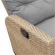 Afuera Living Contemporary Rattan Reclining Garden Sofa in Beige