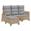 Afuera Living Contemporary Rattan Reclining Garden Sofa in Beige