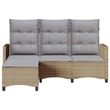 Afuera Living Contemporary Rattan Reclining Garden Sofa in Beige