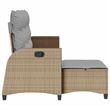 Afuera Living Contemporary Rattan Reclining Garden Sofa in Beige