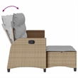 Afuera Living Contemporary Rattan Reclining Garden Sofa in Beige