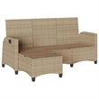 Afuera Living Contemporary Rattan Reclining Garden Sofa in Beige