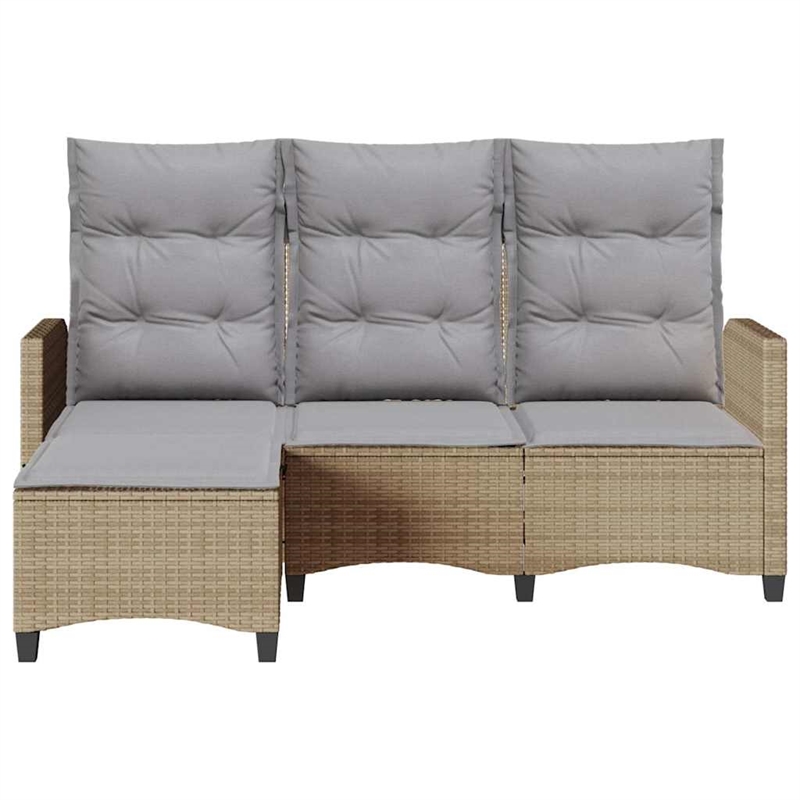 Afuera Living Contemporary Rattan Reclining Garden Sofa in Beige