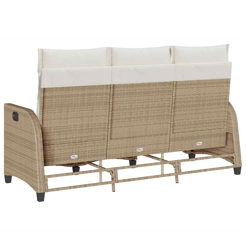 Afuera Living Medium Rattan Reclining Sofa With Adjustable Armrests in Beige