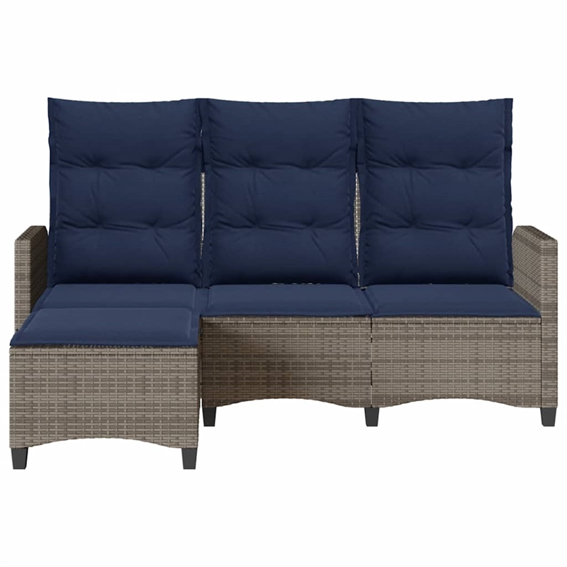 Afuera Living 3-Seater Poly Rattan Reclining Garden Sofa in Gray