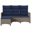 Afuera Living 3-Seater Poly Rattan Reclining Garden Sofa in Gray