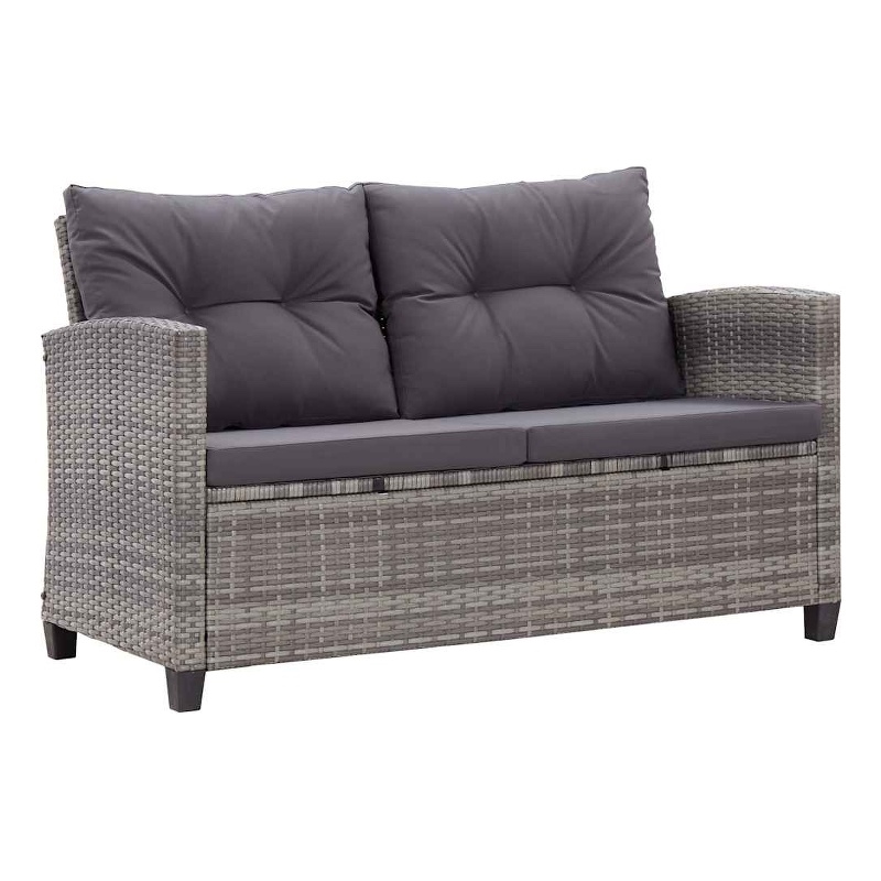 Afuera Living Rattan & Powder-Coated Steel & Polyester Garden Sofa in Mixed Gray