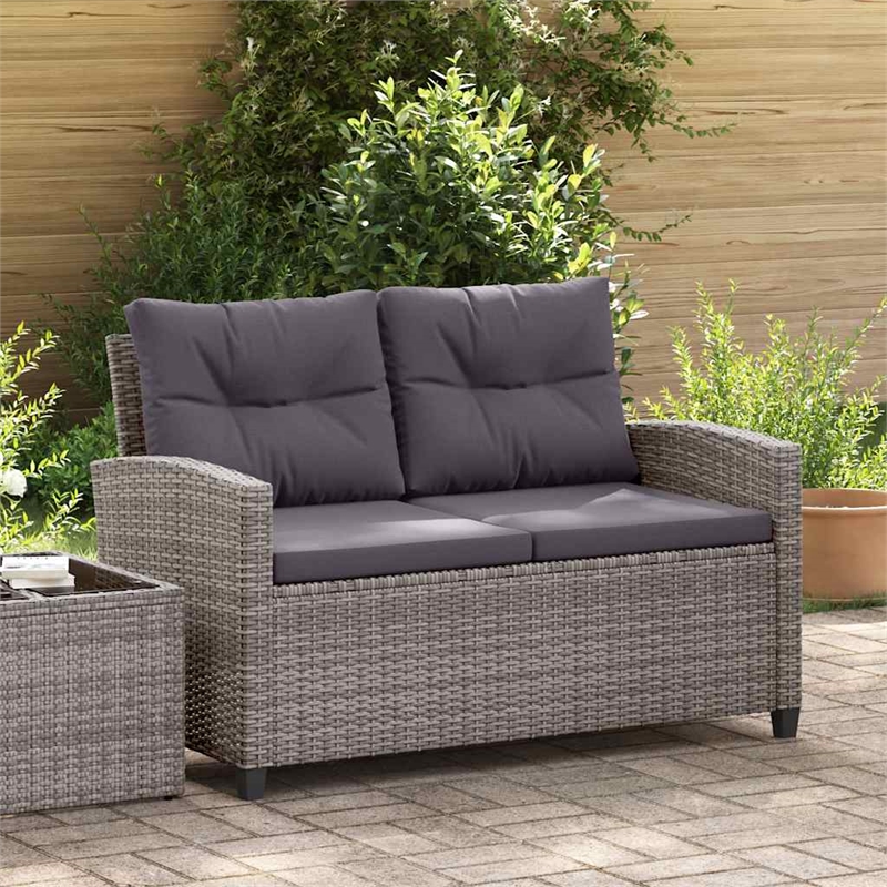 Afuera Living Rattan & Powder-Coated Steel & Polyester Garden Sofa in Mixed Gray