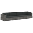 Afuera Living Poly Rattan Patio Sofa With Dark Gray Cushions in Gray