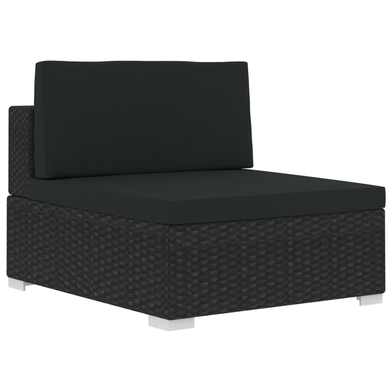 Afuera Living Standard PE Rattan Patio Sofa With Adjustable Armrests in Black