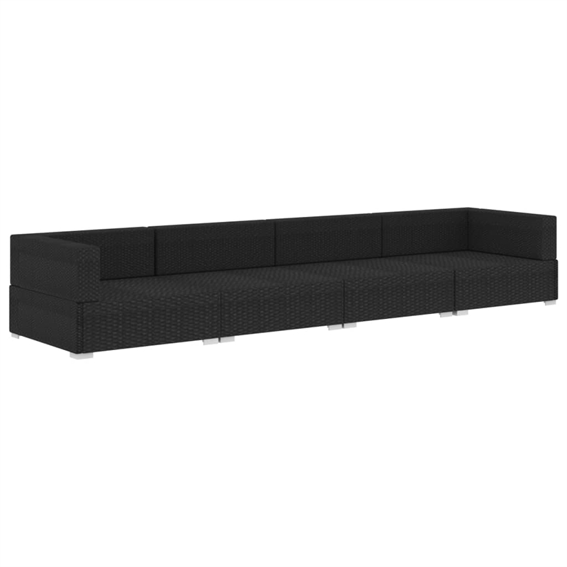 Afuera Living Standard PE Rattan Patio Sofa With Adjustable Armrests in Black