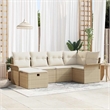 Afuera Living 6 Piece Beige Poly Rattan Garden Sofa Set With Cream Cushions