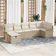 Afuera Living 7 Piece Beige Poly Rattan Garden Sofa Set With Cream Cushions