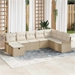 Afuera Living 8 Piece Beige Poly Rattan Garden Sofa Set With Cream Cushions