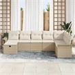 Afuera Living 8 Piece Beige Poly Rattan Garden Sofa Set With Cream Cushions