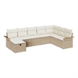 Afuera Living 8 Piece Beige Poly Rattan Garden Sofa Set With Cream Cushions