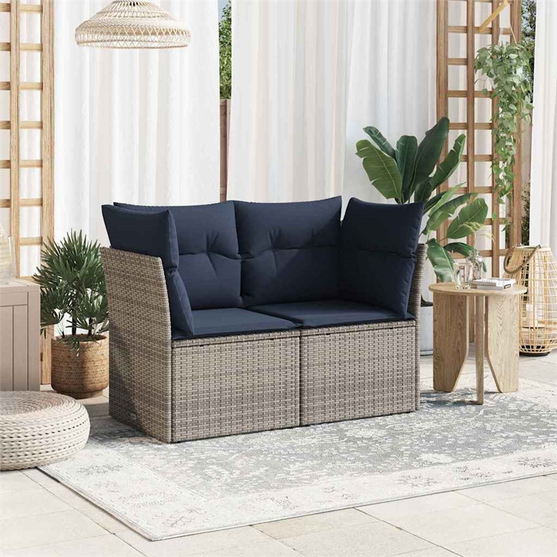 Afuera Living Contemporary Durable Poly Rattan Garden Sofa in Gray