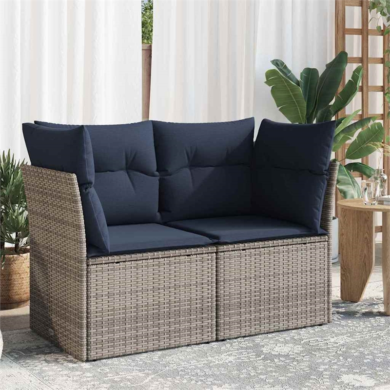 Afuera Living Contemporary Durable Poly Rattan Garden Sofa in Gray