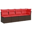 Afuera Living Poly Rattan Garden Sofa With Cushions in Red/Brown Frame