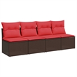 Afuera Living Poly Rattan Garden Sofa With Cushions in Red/Brown Frame