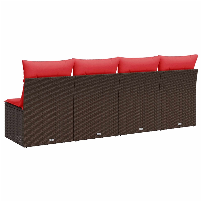 Afuera Living Poly Rattan Garden Sofa With Cushions in Red/Brown Frame