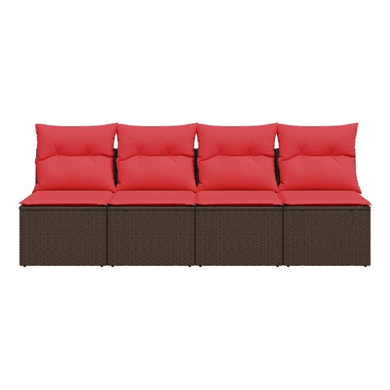 Afuera Living Poly Rattan Garden Sofa With Cushions in Red/Brown Frame