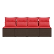 Afuera Living Poly Rattan Garden Sofa With Cushions in Red/Brown Frame