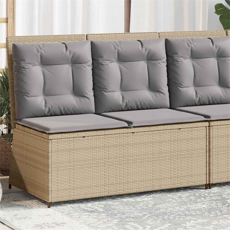 Afuera Living Rattan Steel & Polyester Reclining Patio Bench in Beige