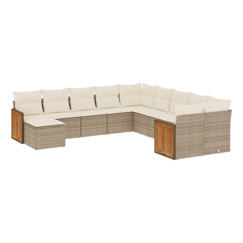 Afuera Living Contemporary Synthetic Poly Rattan  Sofa Set in Cream/Beige